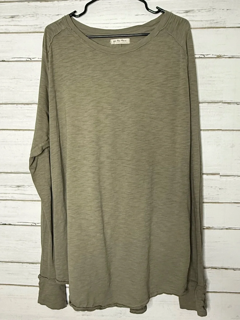 Free People We The Free Arden Tee XL Army Green Oversized Thumbhole Top